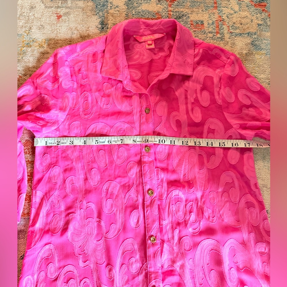 Lilly Pulitzer Natalie Roxy Pink Easy‎ Cover Up Shirt size XXS - Picture 10 of 13